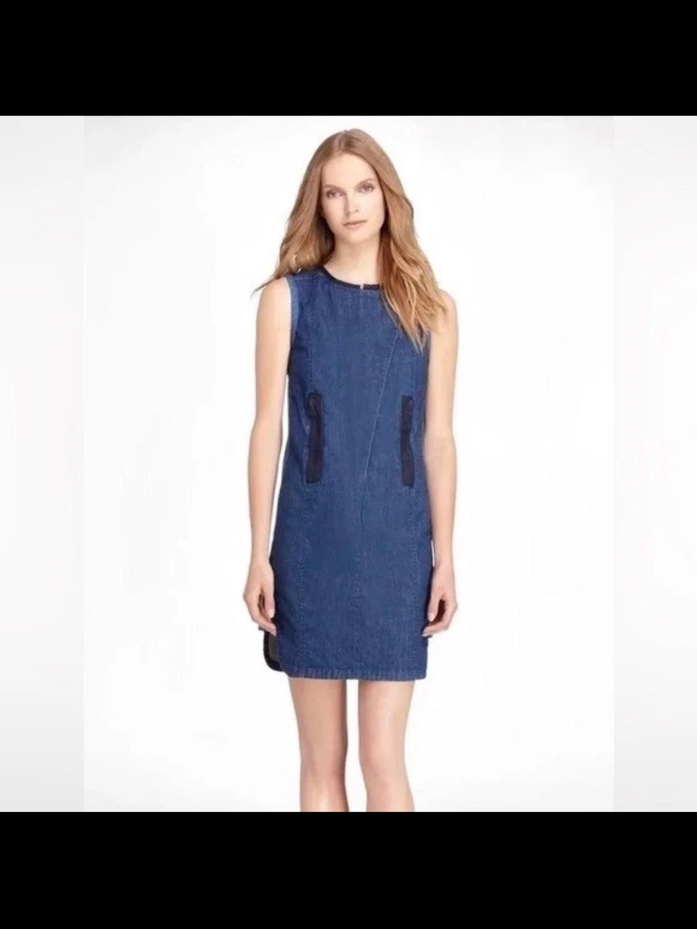 Tory Burch Navy Denim Sleeveless Shift Dress